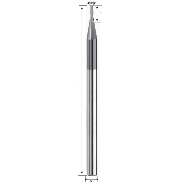 Kyocera SGS .0100 Micro Carbide Ball End Mill – 2 Flute, 1/8 Shank, Solid USA Made
