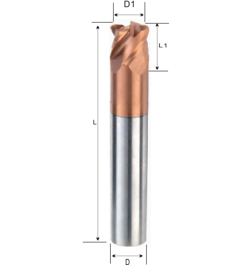 thumbnail image 2 of Supermill SM5F500-090 Carbide Corner Radius End Mill - 1/2, 5 Flute, AlCrN Coated, 0.090 Radius 2 of 4